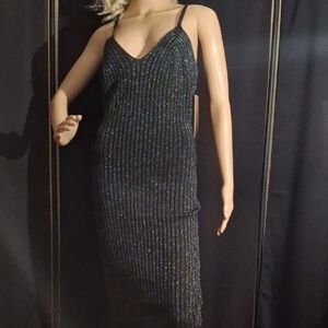 Almost Famous Black Glitter Midi Dress